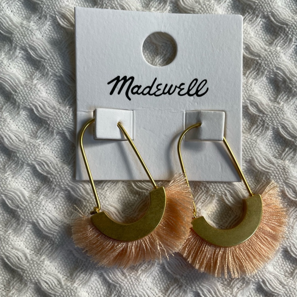 Madewell Gold and Peachy Cream Fringe Earrings